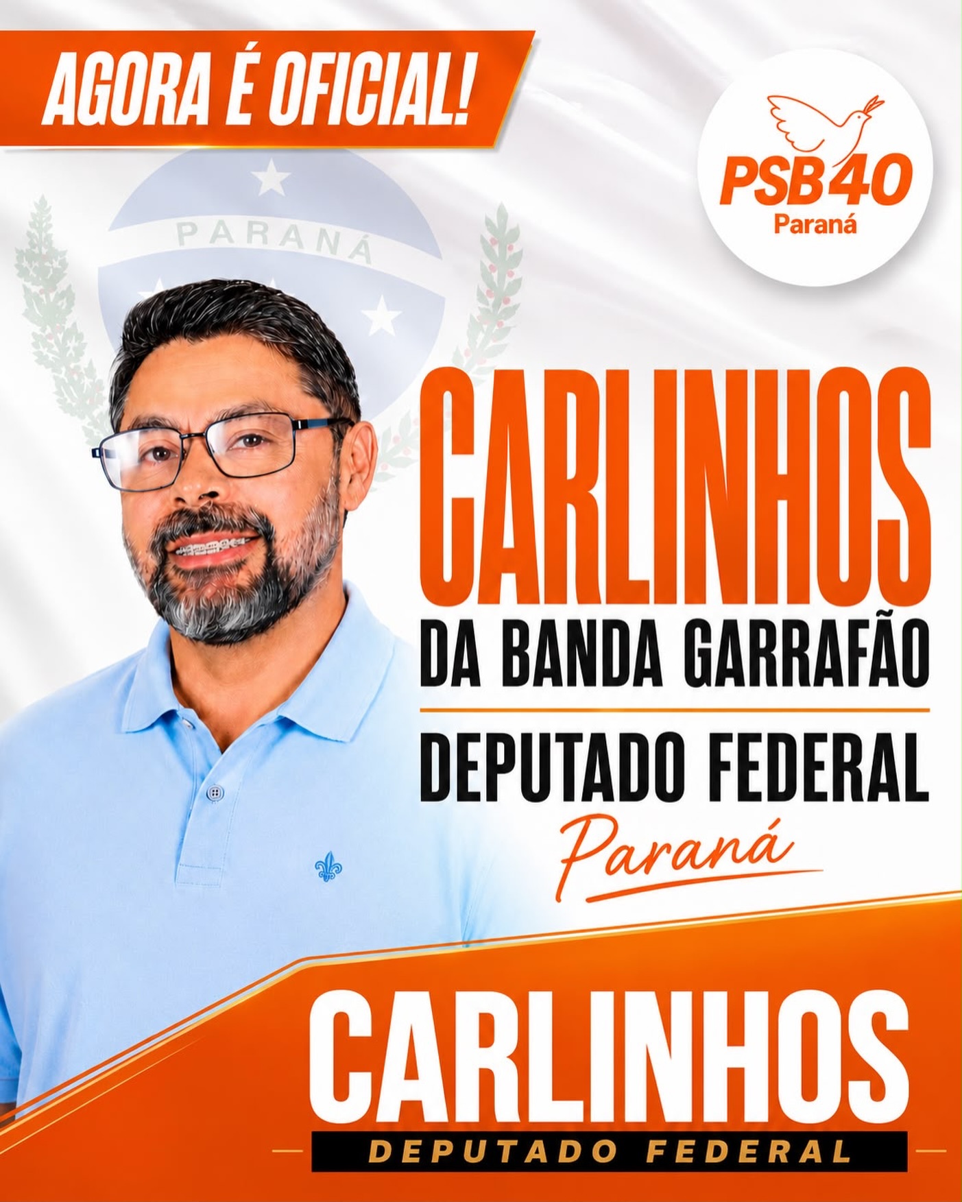 Carlinhos da Banda Garrafão, candidato a Deputado Federal pelo Paraná, número 4008